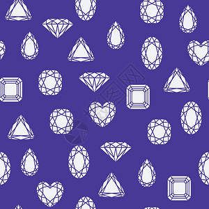 深蓝色图案矢量插图上的无缝钻石珠宝图片
