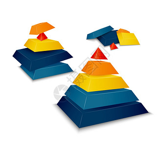 金融三角形金字塔装,拆卸零件矢量插图插画