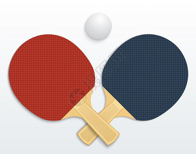 乒乓球和乒乓球拍两个乒乓球拍个球矢量插图隔离插画