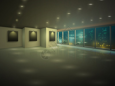 空照明公寓大厅与城市视图夜间矢量插图白色高清图片素材