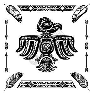 巨鹰广场部落印度抽象鹰纹身矢量插图插画