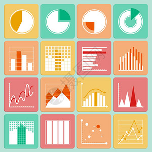 图标集的业务表示图表信息元素隔离矢量插图图片