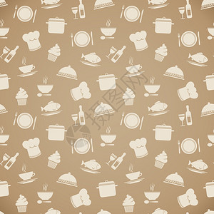 无缝餐厅菜单模式背景矢量插图图片