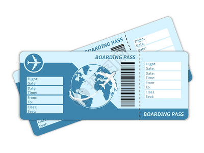商务旅行度假旅行的空白机票孤立矢量插图图片