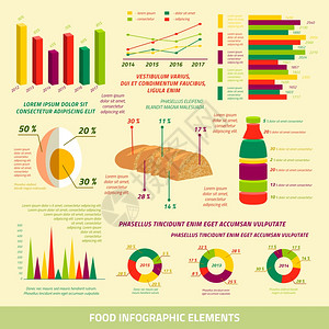 食品信息平要素的农业图表图表矢量插图图片