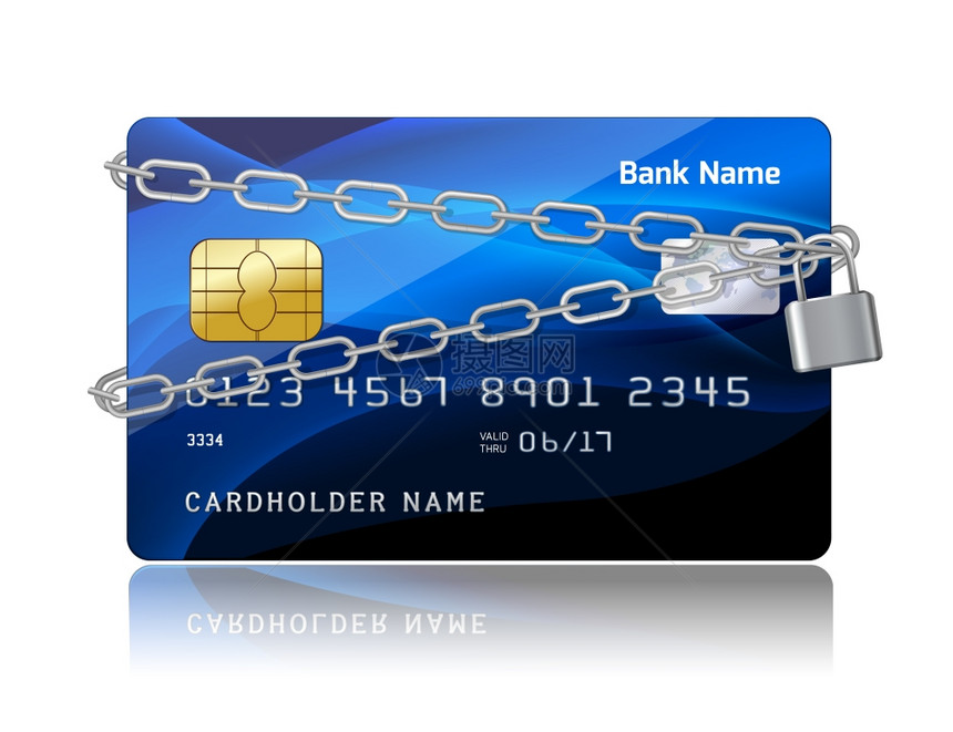 信用卡的支付安全与芯片保护隔离矢量图图片