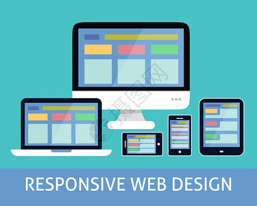 响应网站的计算机平板电脑手机图标矢量插图图片