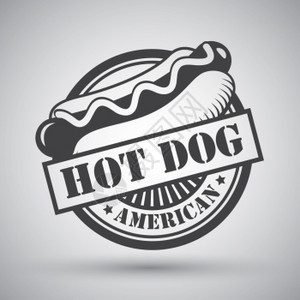 美国热狗包香肠芥末标志矢量插图图片