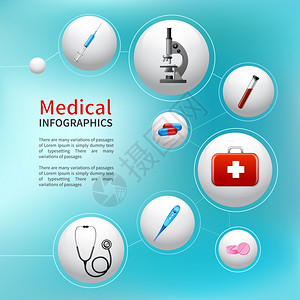 免抠图气泡医疗药房救护车气泡信息图与现实的医疗图标矢量插图插画