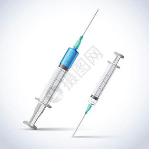 胰岛素注射器现实注射疫苗注射器,医学保健标志矢量插图插画