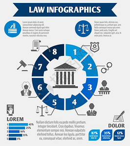 法律司法信息图表与立法要素矢量插图图片