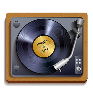 复古乙烯基唱片播放器留声机隔离图标矢量插图背景图片