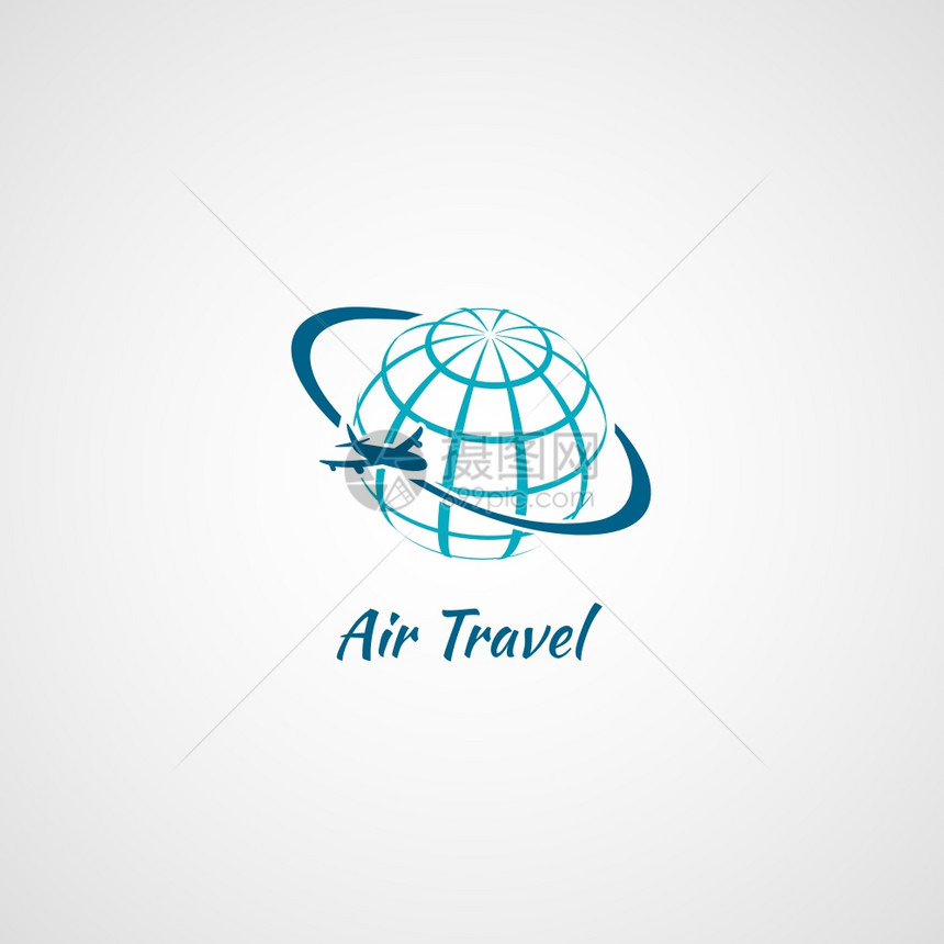 飞机全球飞行的航空旅行符号图标矢量插图图片