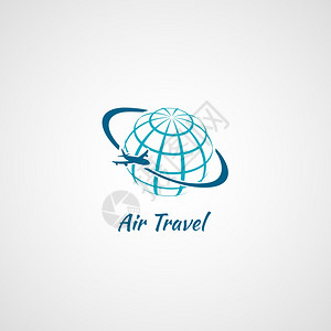 飞机全球飞行的航空旅行符号图标矢量插图图片