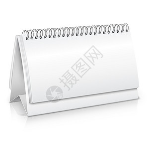 笔记本桌空空白螺旋桌业务日历模拟矢量插图插画