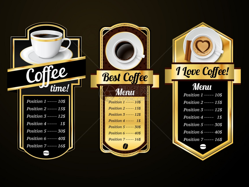 咖啡浓缩咖啡卡布奇诺铁与牛奶泡沫杯标签矢量插图图片
