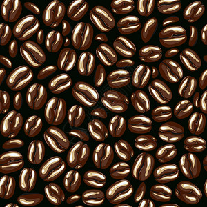 谷物干货平铺棕色咖啡豆暗烤谷物无缝图案矢量插图插画