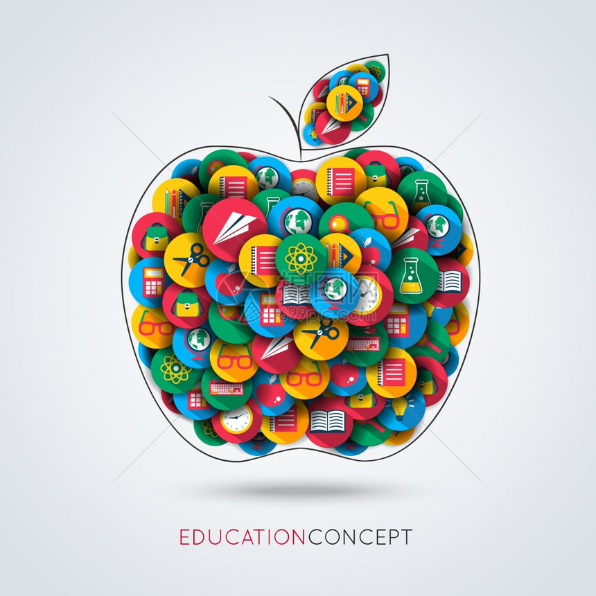 知识图标为苹果教育成矢量插图的形式图片