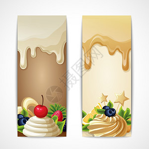 糖果甜点食物,白色巧克力焦糖垂直矢量插图图片