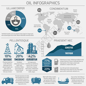 全球原油钻井炼油工业过程石油生产分配业务信息统计展示矢量图背景图片