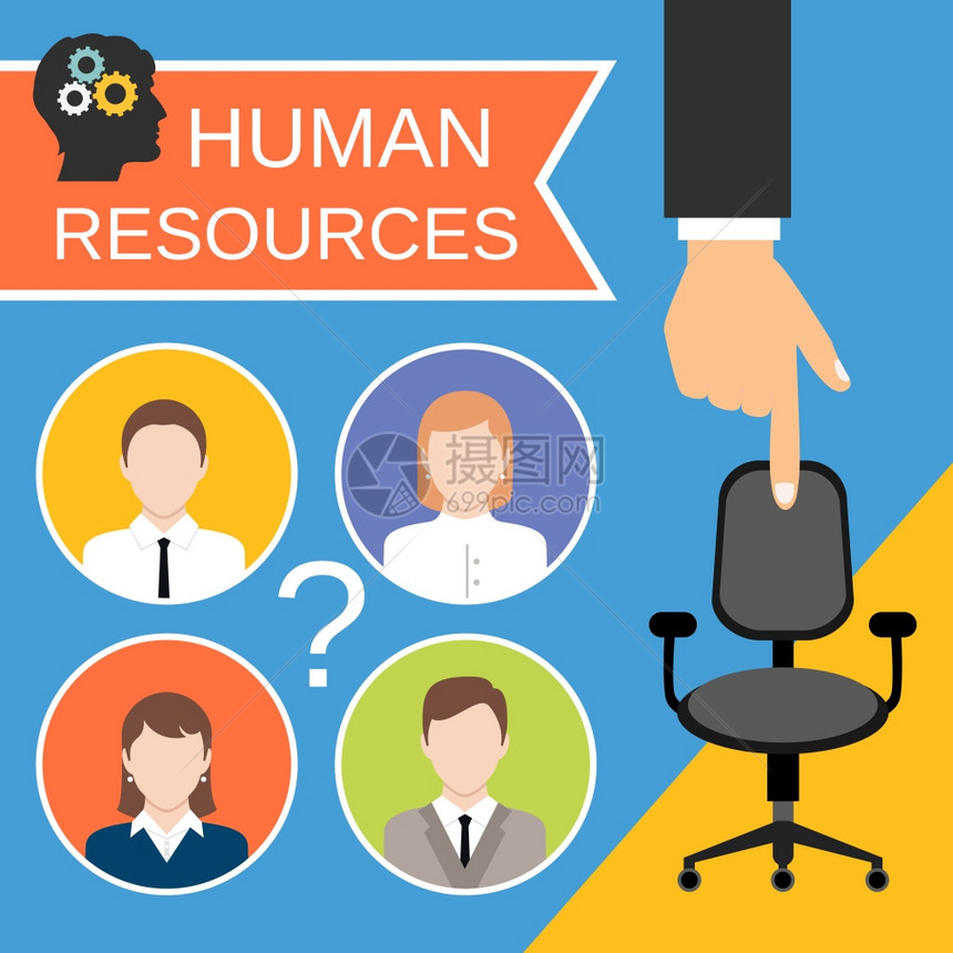 人力资源招聘计划工作业务与办公椅抽象矢量插图图片