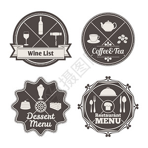 餐厅菜单咖啡茶酒列表标签矢量插图图片
