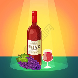 装饰淡干红葡萄酒餐厅酒吧广告海报与酒杯葡萄集群抽象矢量插图图片