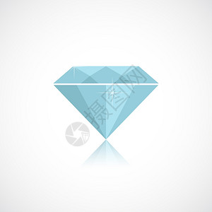 蓝色闪亮的钻石隔离白色背景矢量插图上图片