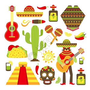 腐皮卷墨西哥旅游符号装饰图标孤立矢量插图插画