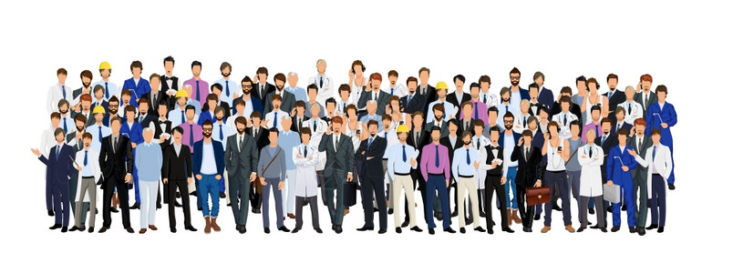 同龄男的大群体人群男专业人士商人矢量插图背景图片
