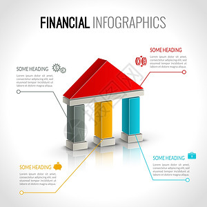 货币银行金融业务信息图表与金融图标矢量插图图片