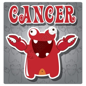 黄道星座癌症与可爱的五颜六色的怪物丰富多彩的高清图片素材