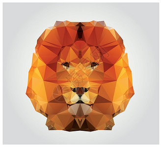 几何多边形狮子头,三角形图案背景图片