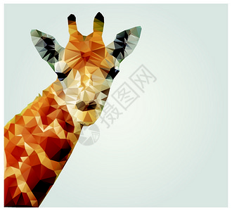 动物长颈鹿元素几何多边形长颈鹿,三角形图案,矢量插图插画