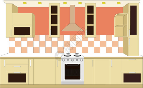 现代风格厨房厨房家具插画