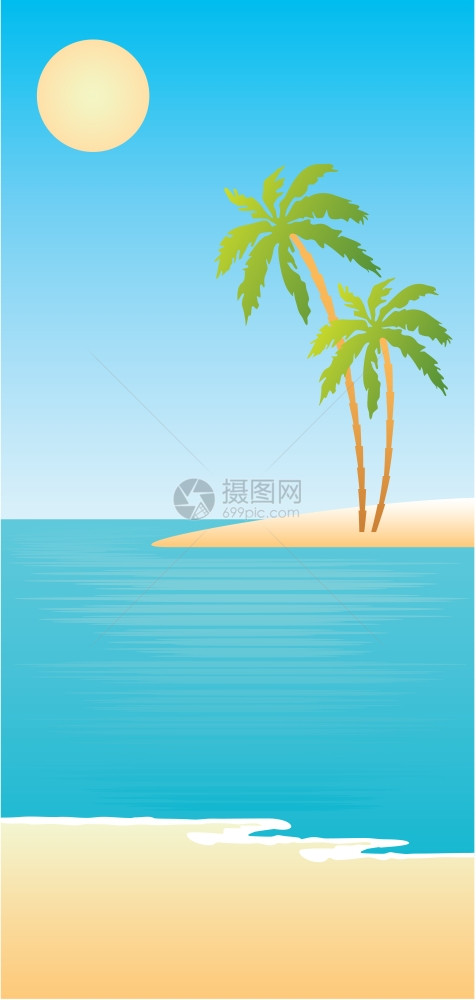 热带海滩棕榈树图片