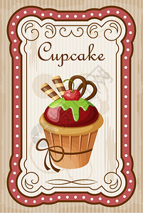 张带纸杯蛋糕的老式海报的照片背景图片