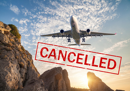 取消在欧洲和机场的航班大流行高清图片素材