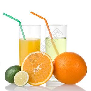 柑橘与橙色做成的柑橘汁和橙汁图片