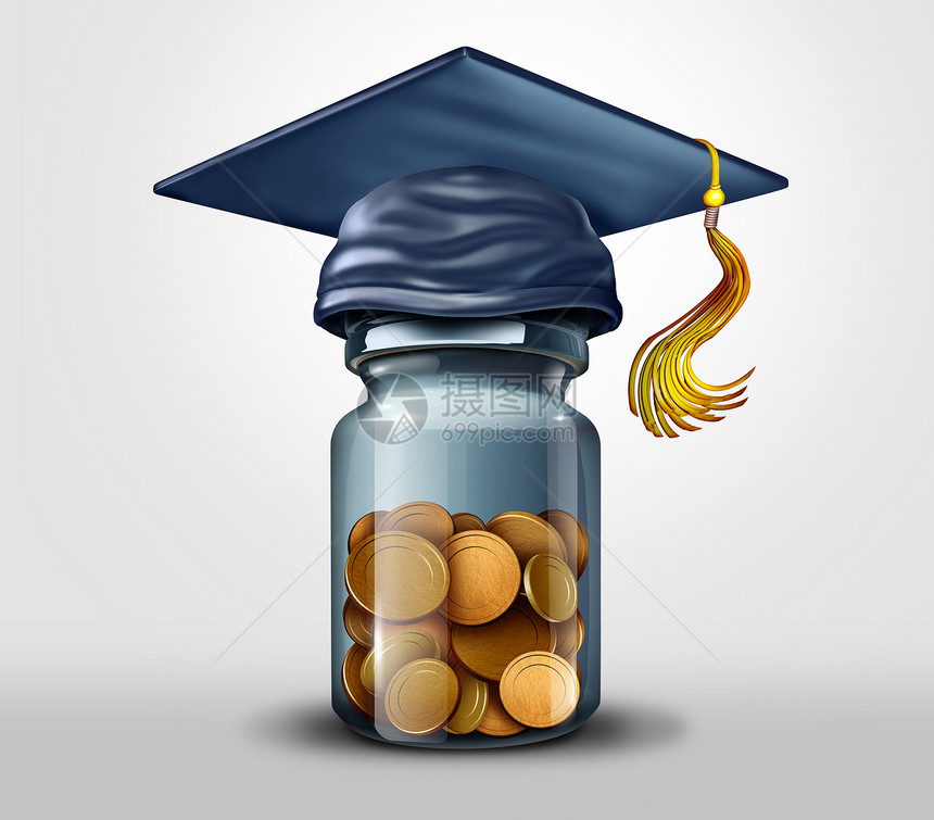 教育基金或奖学习校费债务财政规划符号作为三点说明图片