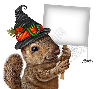 老鼠标志halowen松鼠的标志概念是可爱快乐的老鼠蜘蛛戴着恐怖的巫帽空白标志是节日秋天和季感恩符号上面有三维元素背景