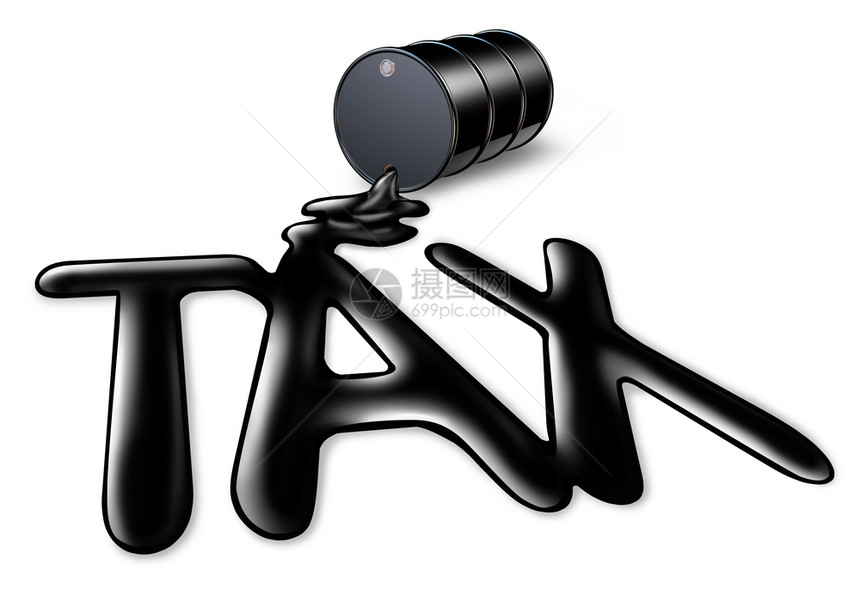 石油和天然气价格上涨的碳税符号即原油桶价值增加燃料溢漏以税收案文的形式作为能源和全球石油工业的标志并有3个插图要素图片