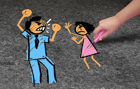 家庭暴力概念3d宣传插图背景图片