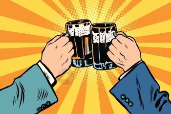喝啤酒举杯碰撞漫画风卡通元素图片