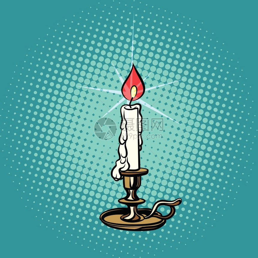 古老的宗教蜡烛火焰矢量卡通元素图片