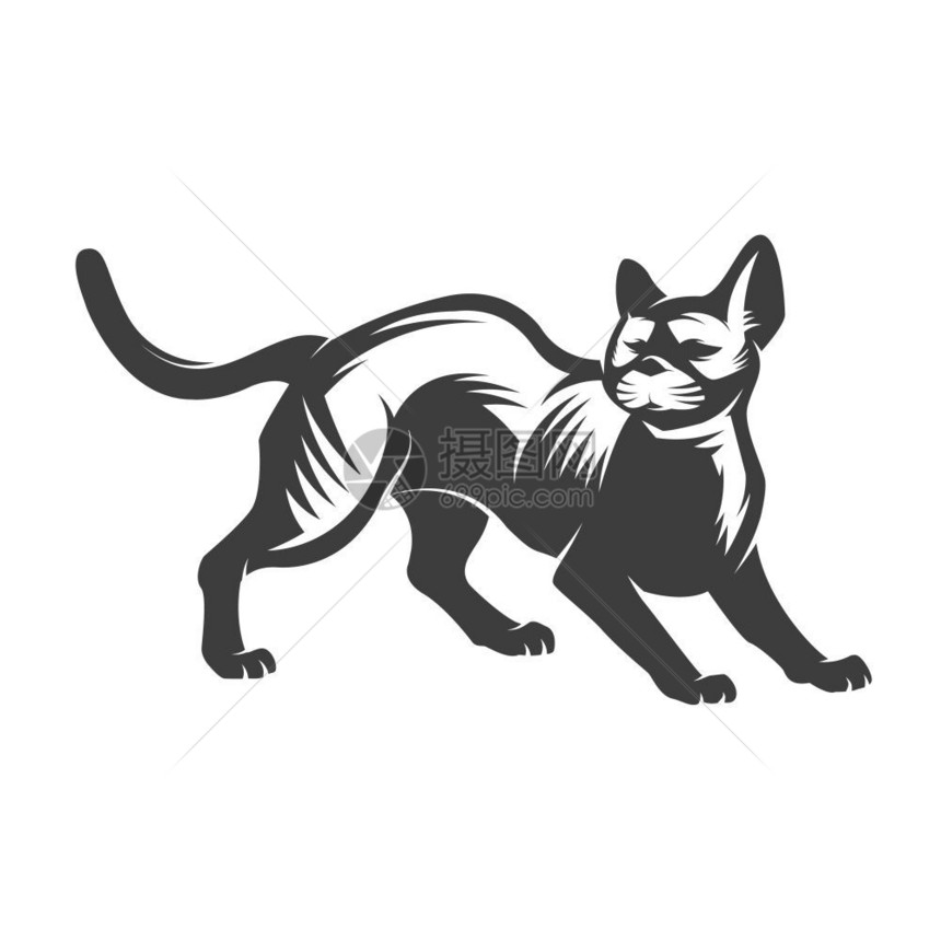 黑色猫咪卡通矢量设计元素图片