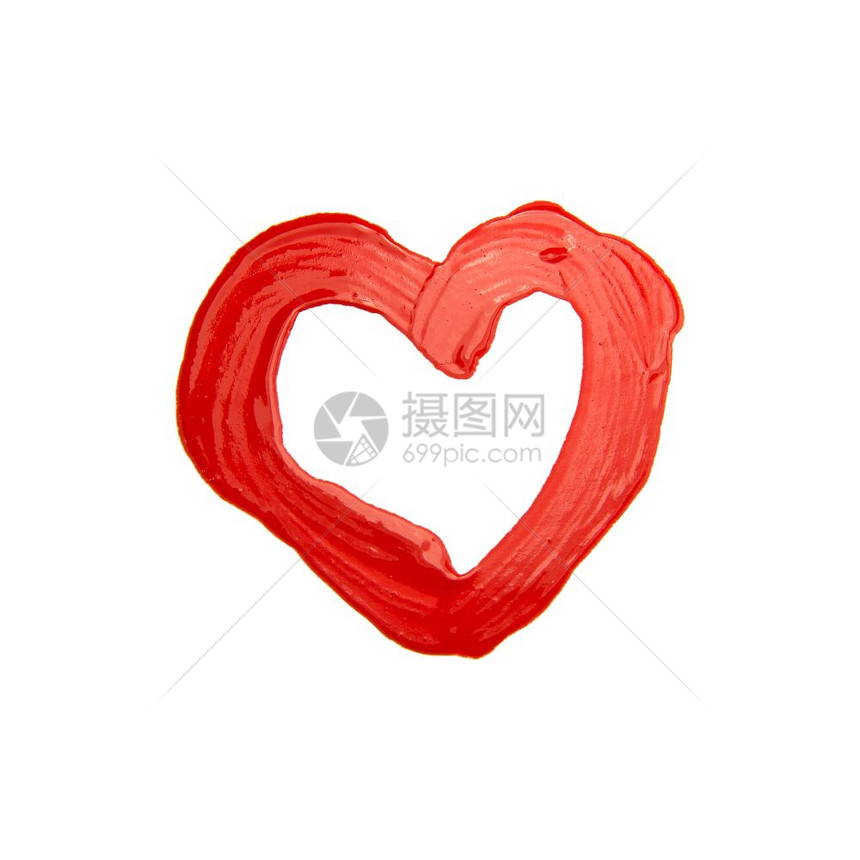 红色的心手画笔的红心图片