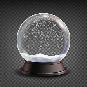 玻璃雪球透明玻璃球插画