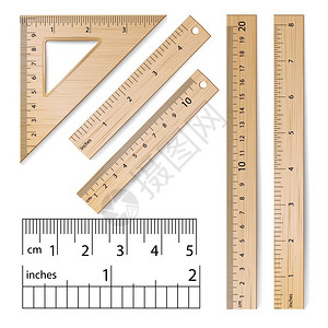 校标经典木制厘米和英寸测量工具图片
