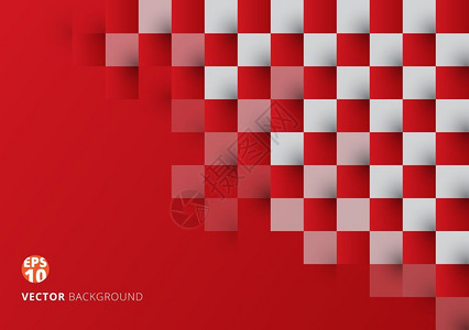 抽象平方红白几何图案复制空间背景棋盘矢量图背景图片
